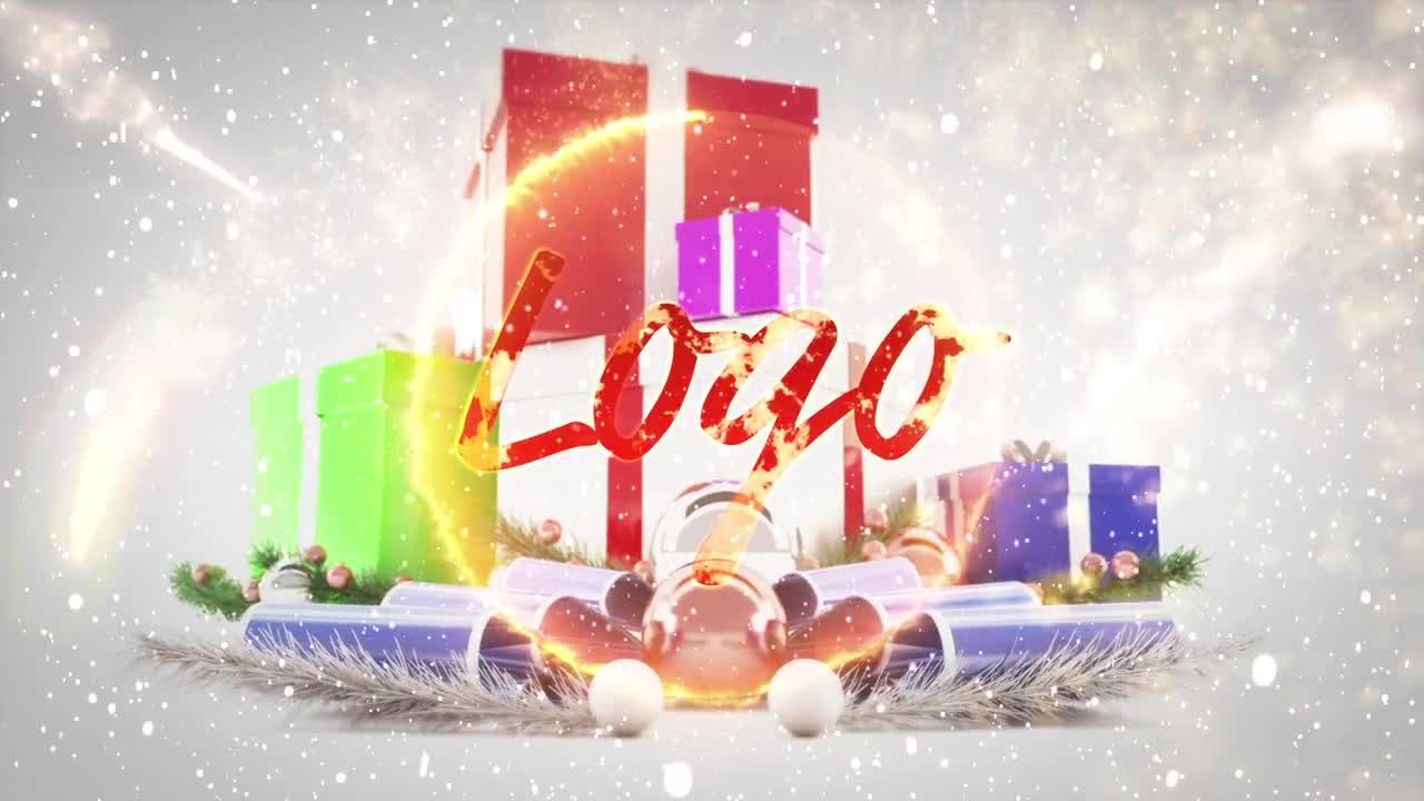 圣诞节礼物徽标动画PR模板