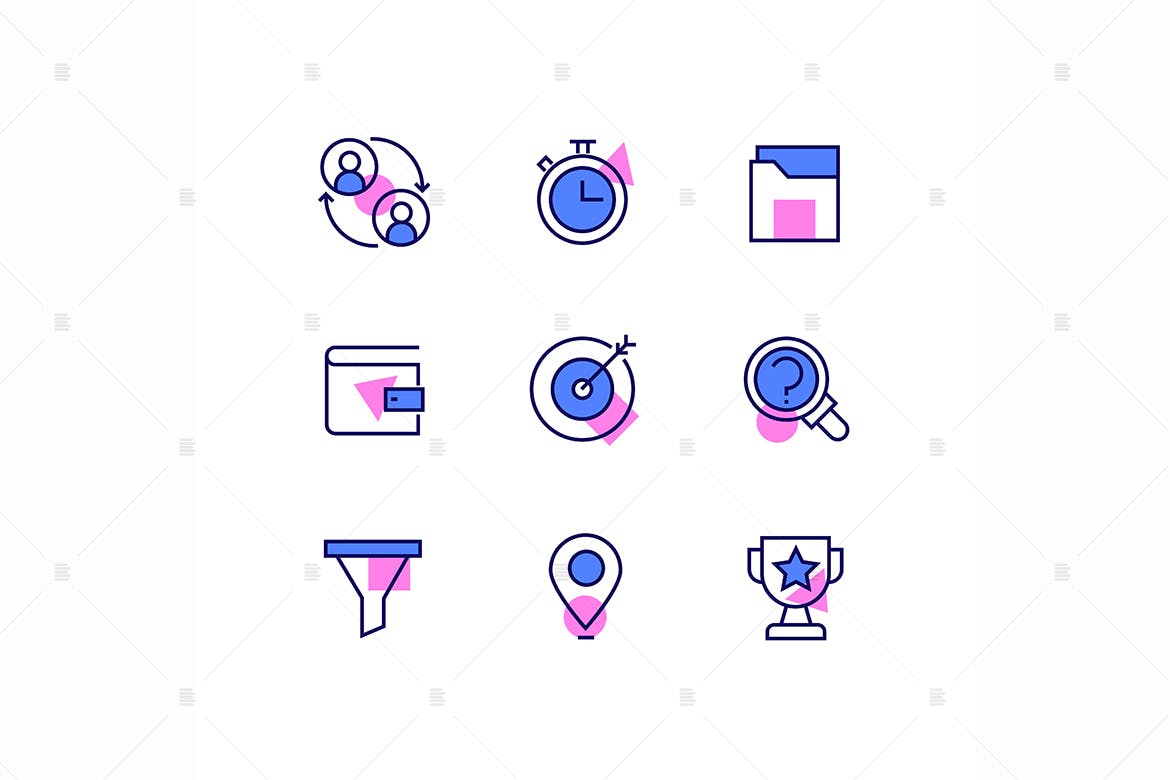 商业&金融主题线条艺术设计风格矢量素材库精选图标 Business and management – line design style icons插图