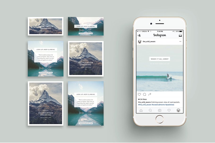 社交媒体风景类贴图模板素材库精选 J U N I P E R Social Media BUNDLE插图(1)