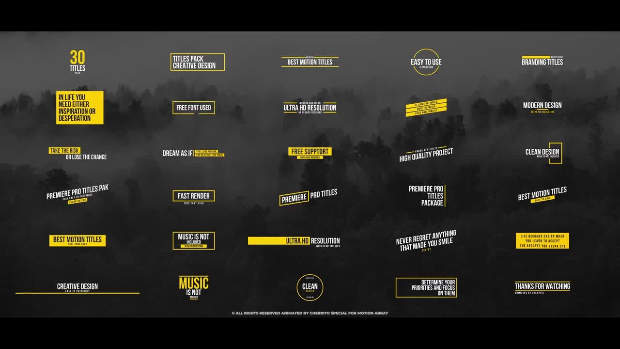 30个简单个性而富有创意的动画Ultra Hd标题素材库推荐Pr模板