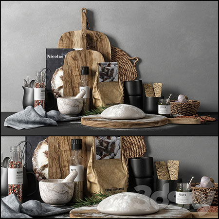 砧板面饼等厨房装饰品素材之家精选3D模型