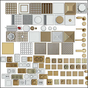 开关插座金属把手空调出风口格栅灯五金构件素材之家精选3D模型