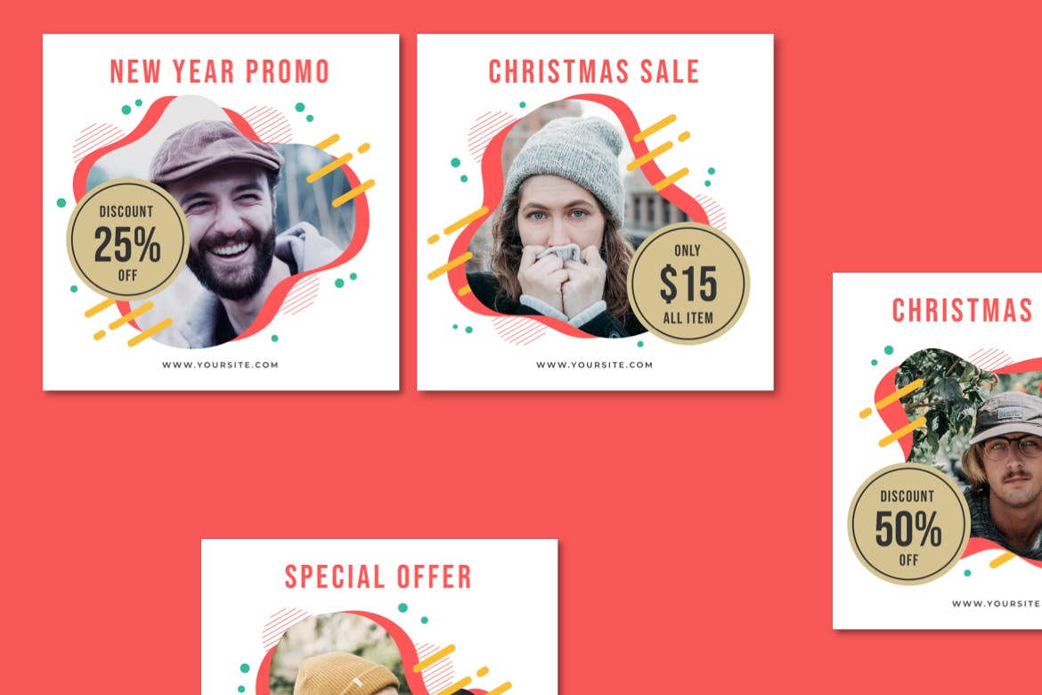 抽象液体图形孟菲斯风格Instagram社交贴图设计模板素材库精选 Instagram Templates插图(2)