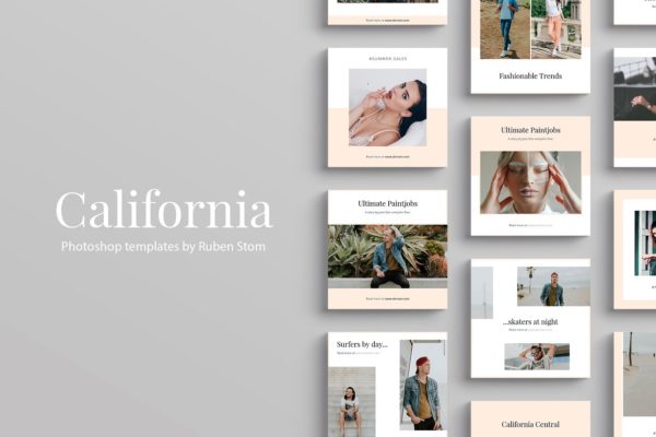 时尚摄影社交媒体模板素材库精选 California Social Media Templates