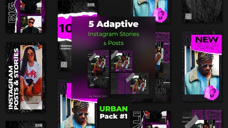 5个时尚活力的Instagram故事素材库精选AE模板