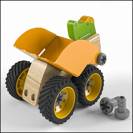 木头翻土车玩具素材之家精选3D模型