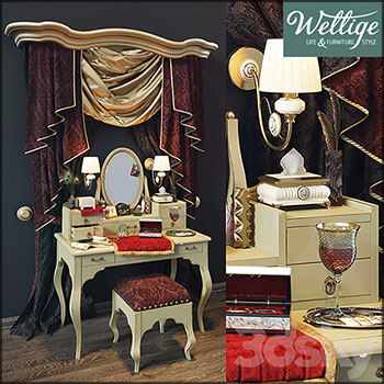 欧式复古梳妆台化妆台素材之家精选3D模型