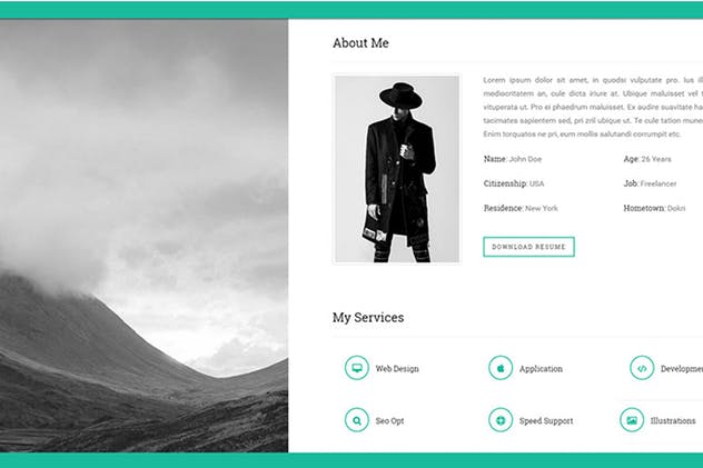 响应式创意个人求职简历网站设计模板素材库精选 MyVCard – Responsive & Creative Resume/CV/vCard插图(2)