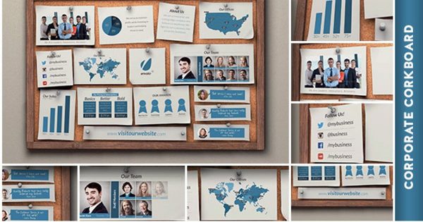 木塞图钉便签动画企业宣传视频素材库精选AE模板 Corporate Corkboard Presentation