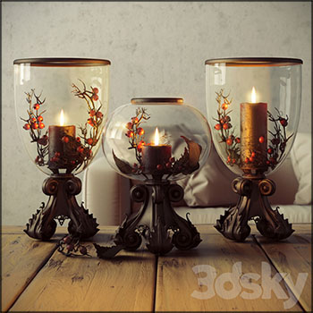 玻璃罩烛台蜡烛摆件素材之家精选3D模型