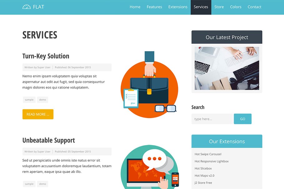 网站服务/云服务网站响应式模板素材库精选  Hot Flat插图(10)