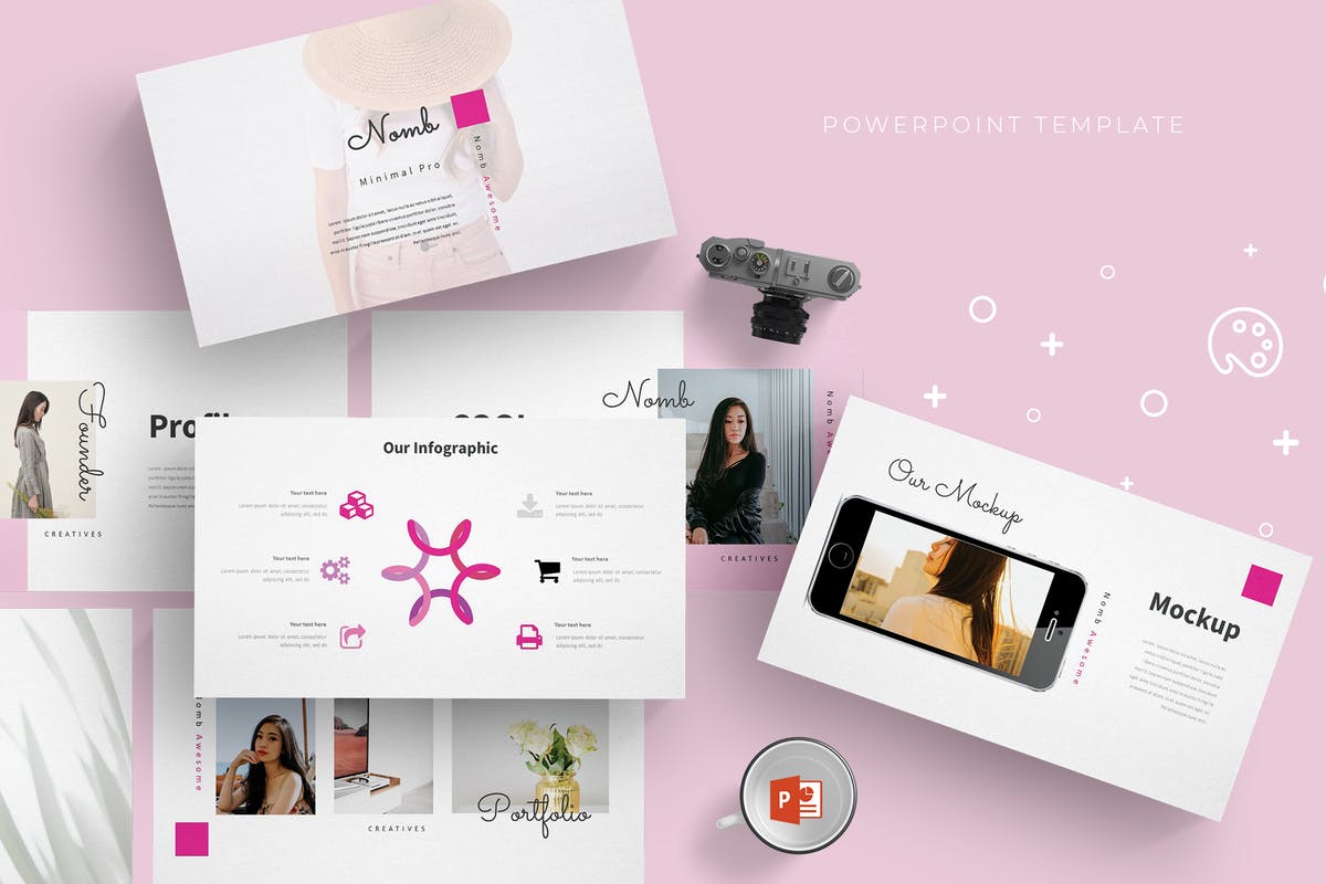 女性品牌文案策划PPT幻灯片演示模板 Nomb – Powerpoint Template插图