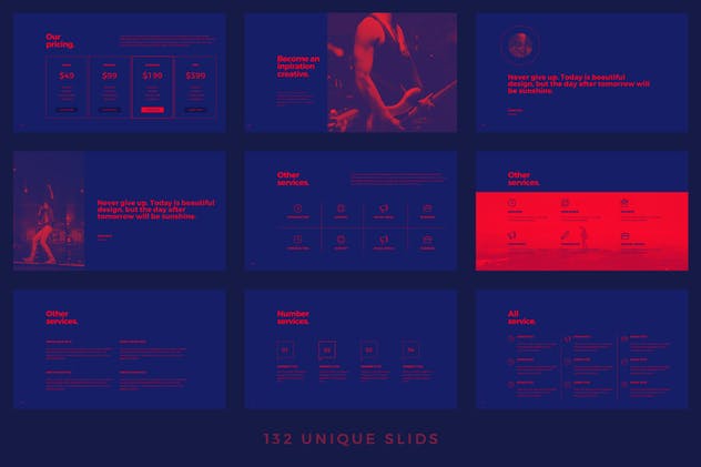 双色调设计风格别具一格的PPT幻灯片设计模板 Duotone – Powerpoint Template插图(8)