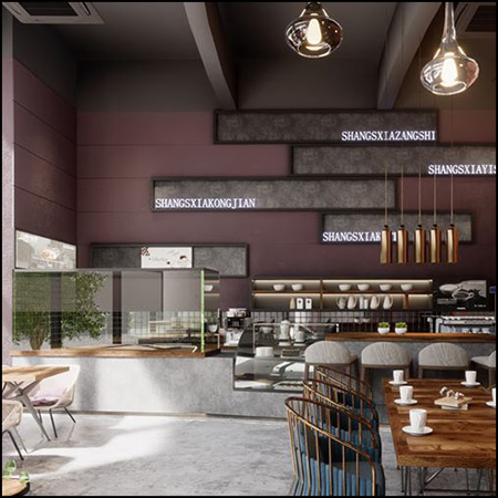 咖啡厅咖啡馆室内场景素材之家精选3D模型