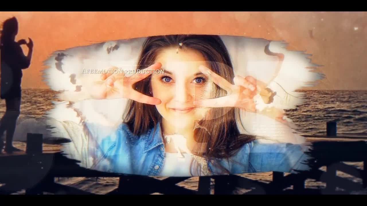 回忆复古笔刷遮罩转场特效视频素材库精选AE模板