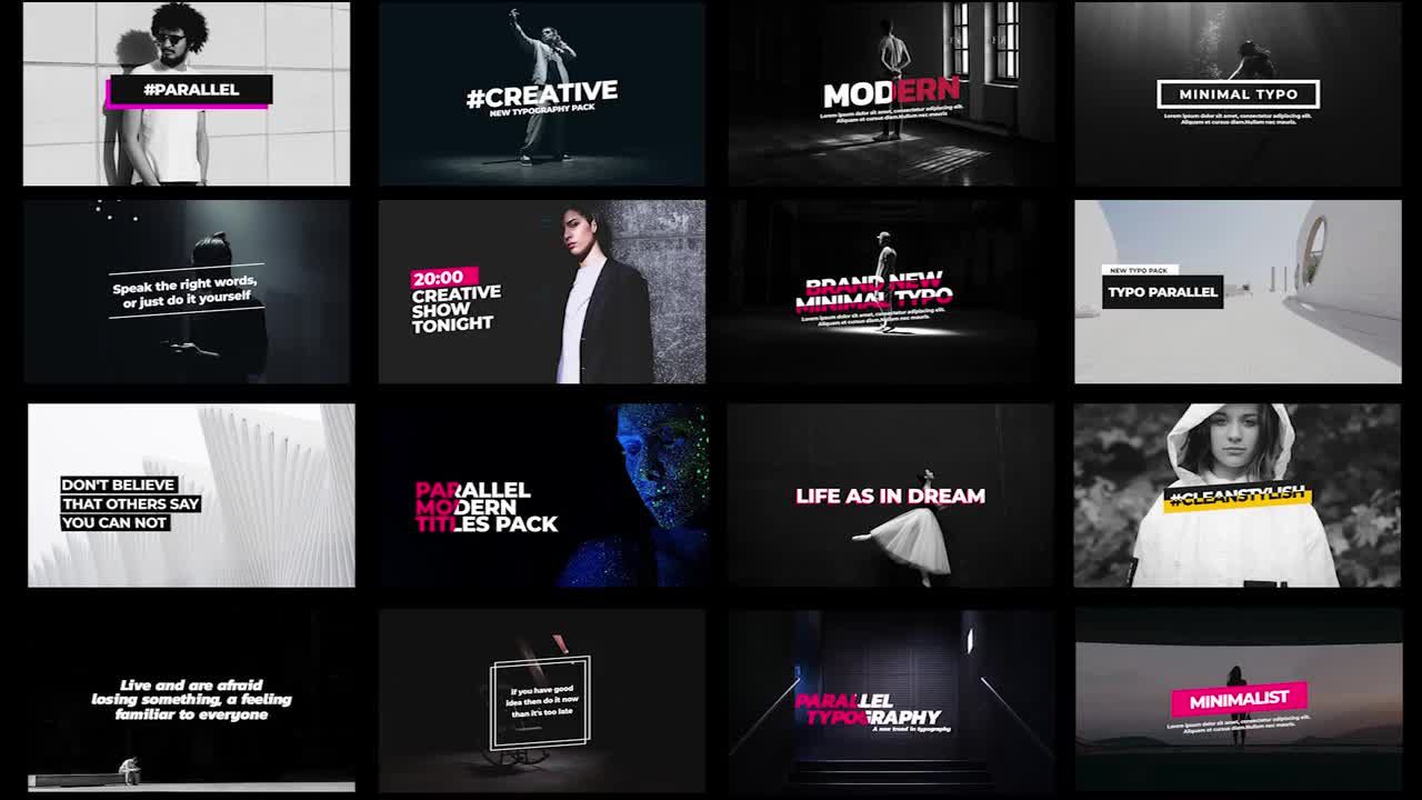 16个干净现代创意的艺术动画标题素材库推荐PR模板