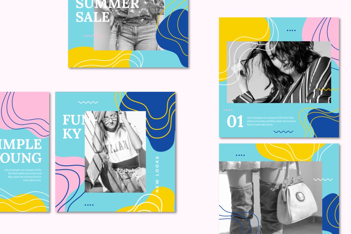 现代孟菲斯设计风格社交贴文设计模板素材库精选 Instagram Post Templates插图(3)