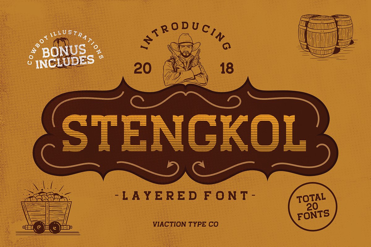 Stengkol Font Family + Illustration插图