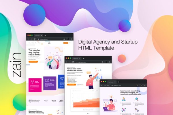 初创公司官方网站设计HTML模板素材库精选 Zain – Digital Agency and Startup HTML Template