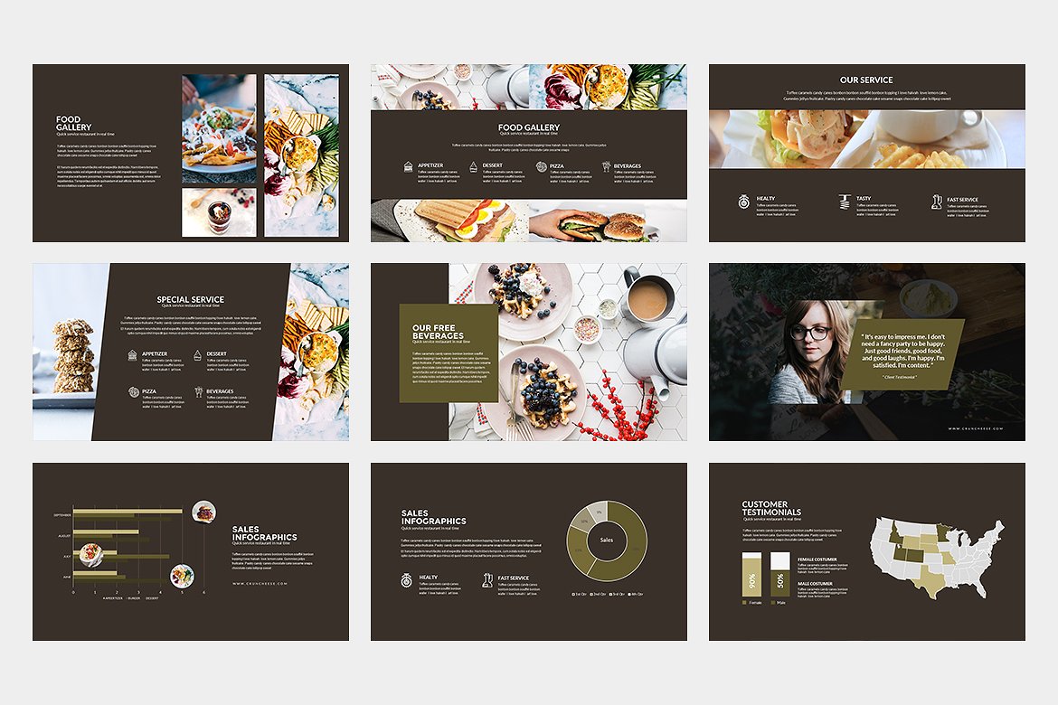 美食主题创意和简约的PowerPoint演示文稿插图(2)