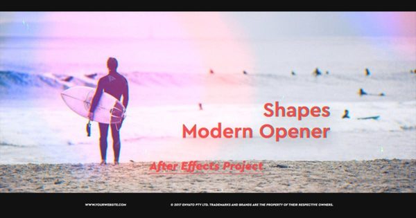 现代风格几何图形过渡效果素材库精选AE模板 Shapes Modern Opener