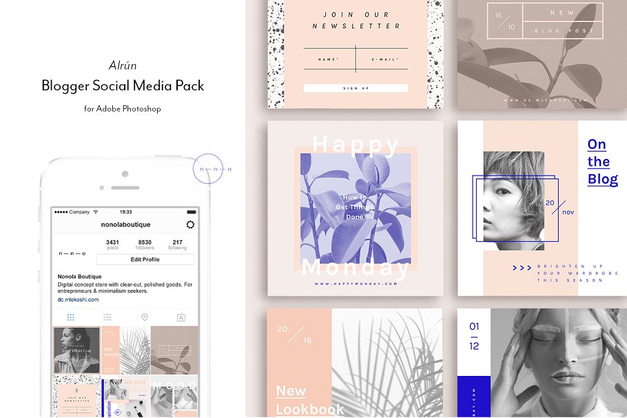 美容化妆主题社交媒体贴图模板素材库精选 Social Media Pack • Alrún插图