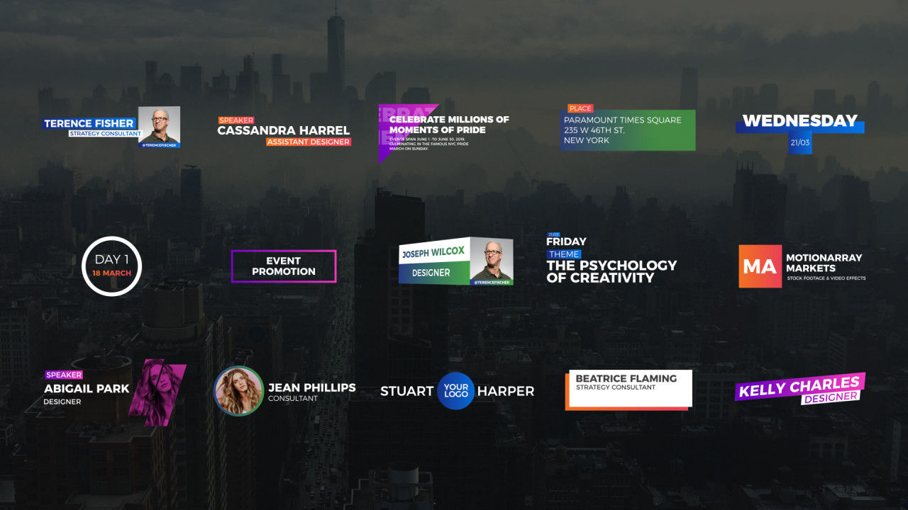 15个动画全屏标题低三分之一素材库精选AE模板