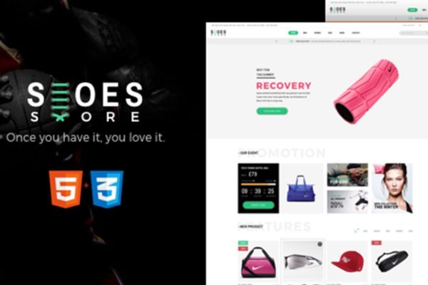 鞋帽运动装备电商网站HTML模板素材库精选 Shoes – eCommerce HTML5 Template