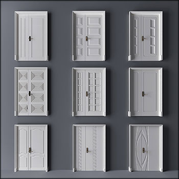 现代双开门子母门素材之家精选3D模型