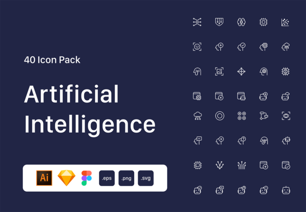 素材库下午茶：人工智能（AI）图标素材套装下载[Sketch,fig,AI]