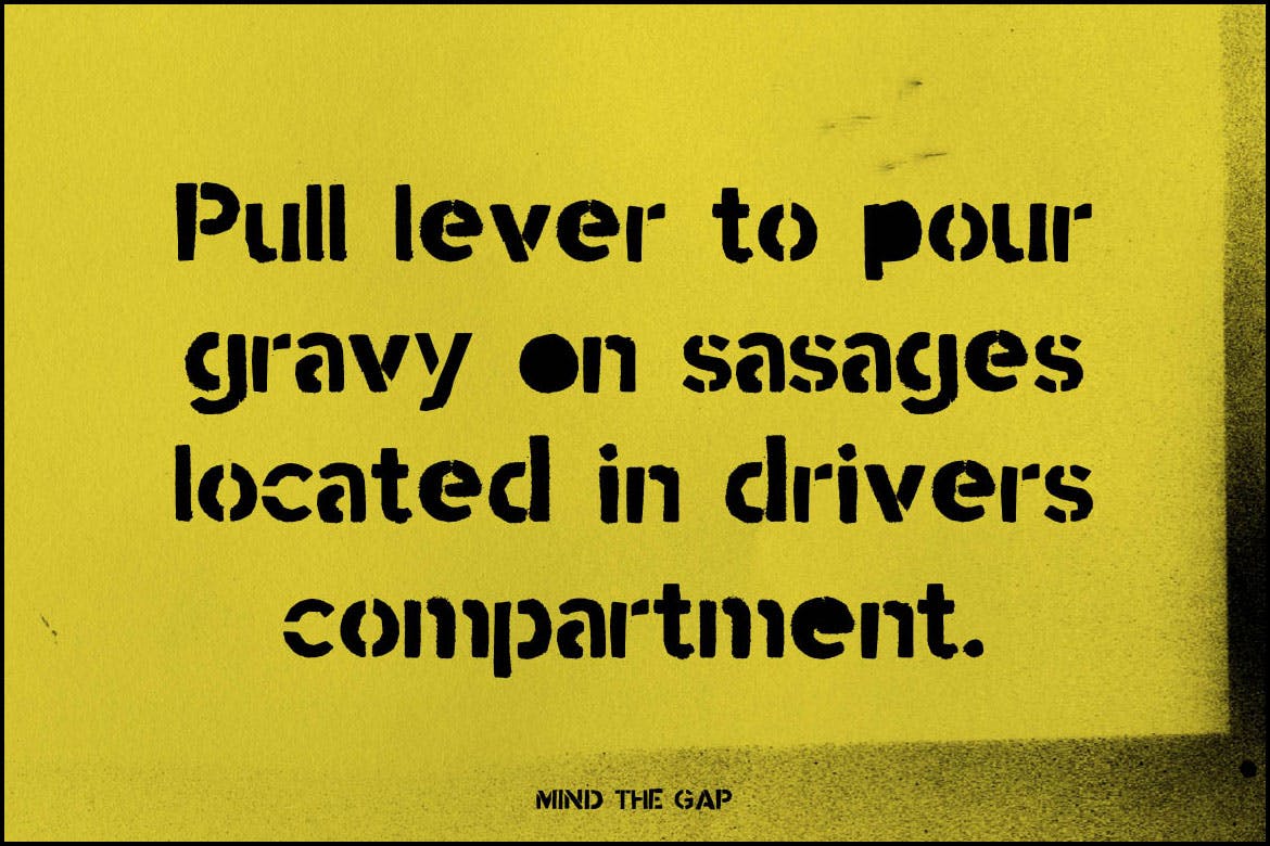 军事工业风格无衬线英文字体 Stencil font Mind the Gap插图(2)