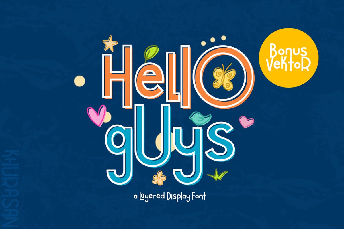 可爱俏皮风格分层无衬线英文字体 Hello Guys插图