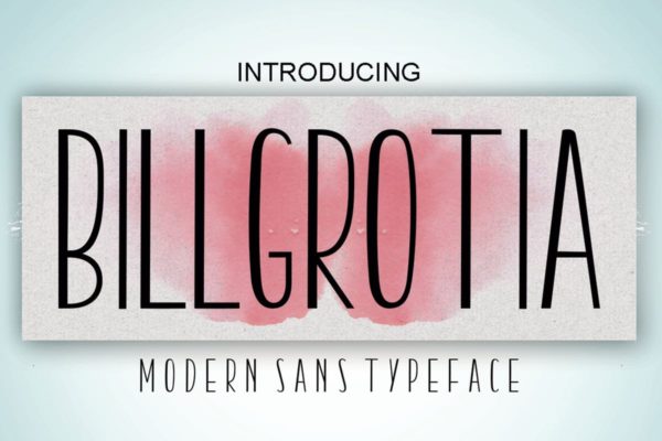 细长手写书法英文无衬线字体 Billgrotia