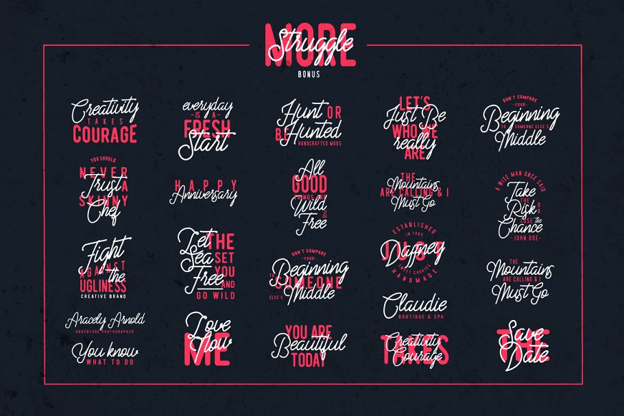 Logo设计和排版手写英文无衬线字体 Struggle More – Script & Sans Font插图(8)