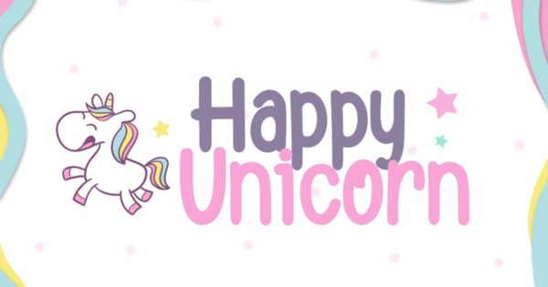 可爱独角兽Funny无衬线可爱英文字体 Happy Unicorn