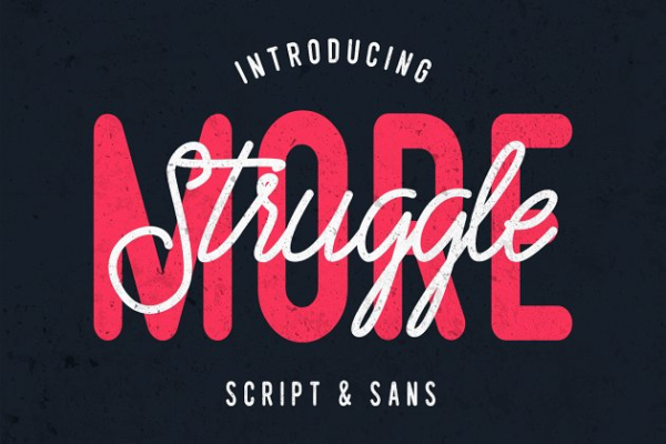 Logo设计和排版手写英文无衬线字体 Struggle More – Script &amp; Sans Font
