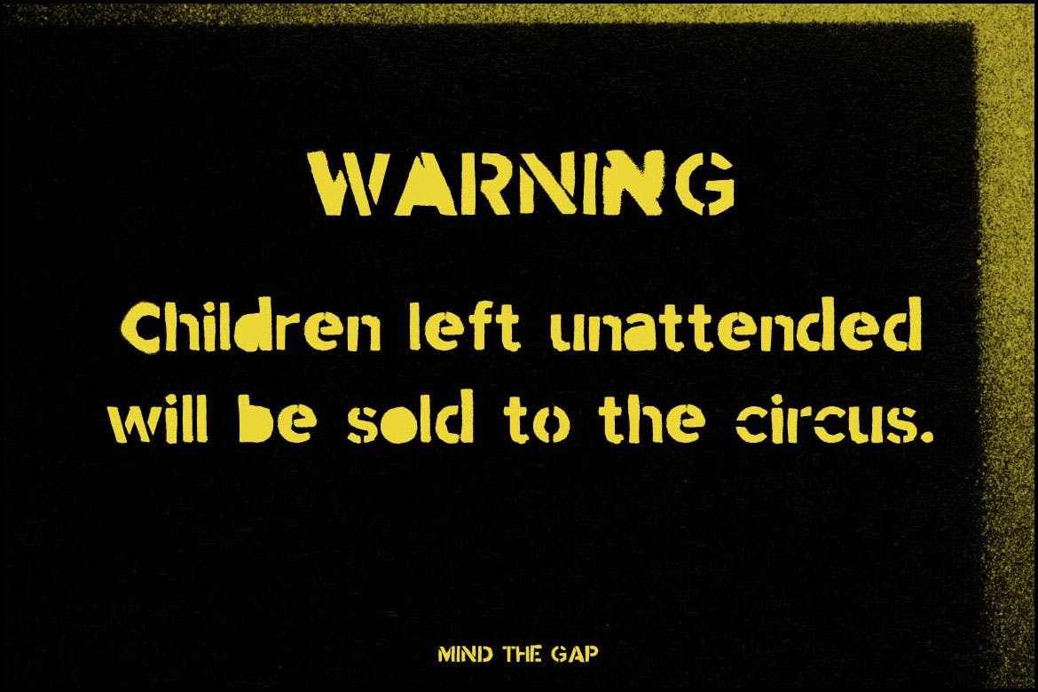 军事工业风格无衬线英文字体 Stencil font Mind the Gap插图(1)